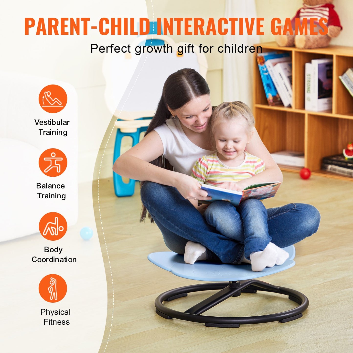 Elephant Kids Spinning Chair 220 lbs Sensory Swivel Chair Seat Blå