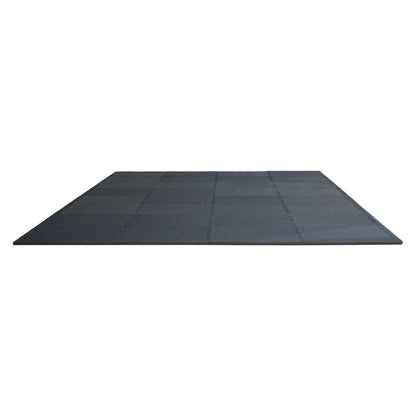 0.56" Thick Gym Floor Mats 12 Tiles Rubber Top with EVA Foam Black &amp; Blue