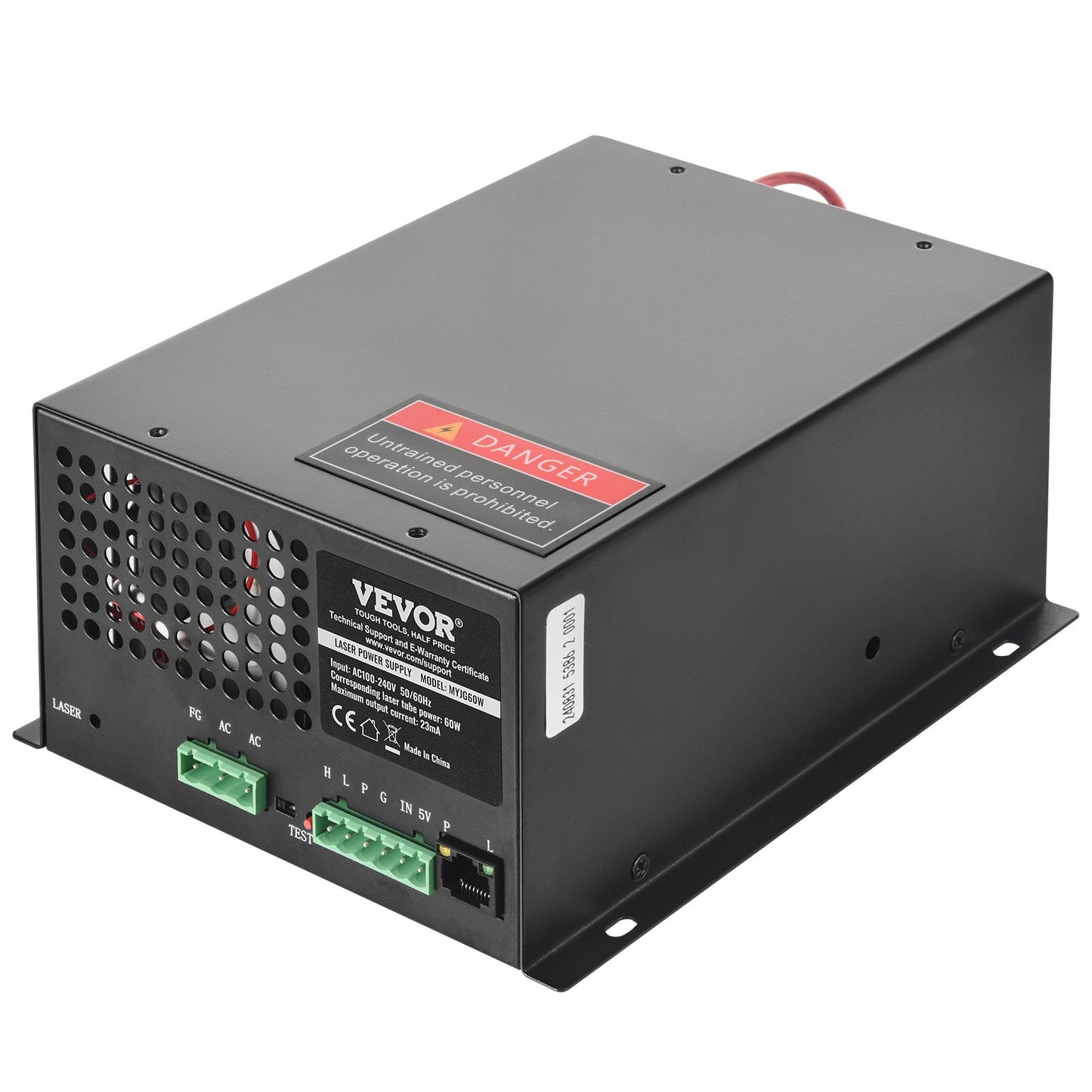 CO2 laser power supply for 60W laser tube, constant current protection, open circuit protection, fast heat dissipation, compatible with laser engravers and cutters of multiple brands