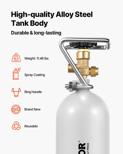 CO2 Tank 4.41 lbs Aluminum Alloy Cylinder with DIN477 Valve TUV Approved
