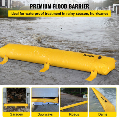 Hochwasserbarriere, 12 Fuß Länge x 12 Zoll Höhe, Sandsack-Alternative, Wasserbarriere gegen Überschwemmungen mit hervorragender wasserdichter Wirkung, wiederverwendbare PVC-Wasserabflussrohre, Hochwasserbarrieren für Haus, Tür, Garage
