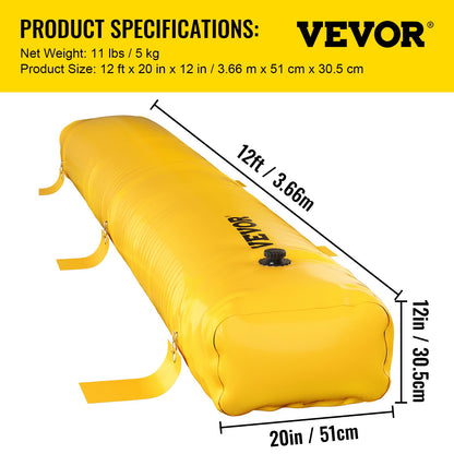 Hochwasserbarriere, 12 Fuß Länge x 12 Zoll Höhe, Sandsack-Alternative, Wasserbarriere gegen Überschwemmungen mit hervorragender wasserdichter Wirkung, wiederverwendbare PVC-Wasserabflussrohre, Hochwasserbarrieren für Haus, Tür, Garage