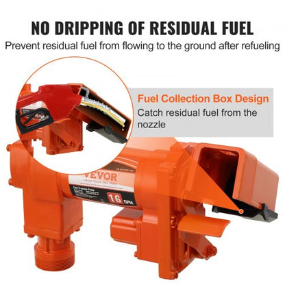 Bränsleöverföringspump, 12V DC 16 GPM 1/4 hk, Bensinutsugspump med automatiskt munstycke, utloppsslang och sugrör för bensin, diesel, fotogen, etanol- och metanolblandningar samt biodiesel |  EU