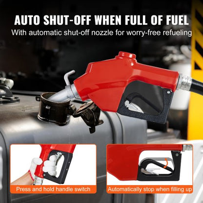 Bränsleöverföringspump, 12V DC 20 GPM 1/4 hk, Bensinutsugspump med automatiskt munstycke, utloppsslang och sugrör för bensin, diesel, fotogen, etanol- och metanolblandningar samt biodiesel |  EU