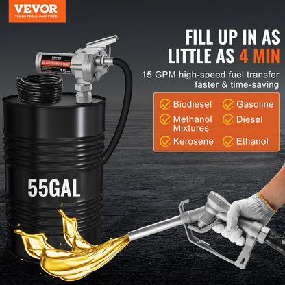 Bränsleöverföringspump 12V 15 GPM 1/5 HK dieselpump med automatiskt bränslemunstycke