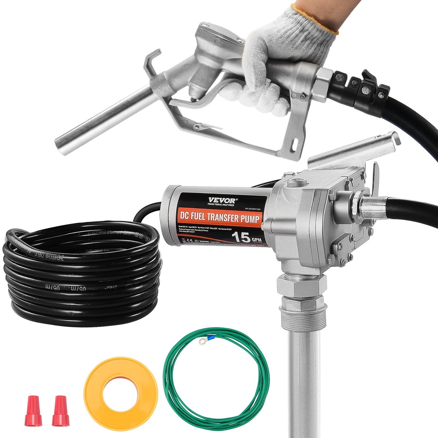 Bränsleöverföringspump 12V 15 GPM 1/5 HK dieselpump med automatiskt bränslemunstycke