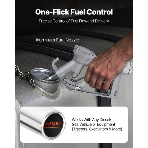 Bränsleöverföringspump, 61 l/min flödeshastighet, 1/4 hk 186 W hästkrafter, 12 V DC dieselöverföringspump med manuellt munstycke, utlopp och sugslang, för bensin, fotogen, etanolblandningar, metanol, biodiesel |  EU