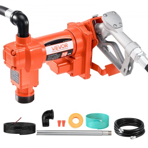 Explosion-proof fuel transfer pump, flow rate 76 l/min, power 1/4 hp 186 W, 12 V DC fuel transfer pump, with manual nozzle, exhaust and suction pipe, suitable for gasoline, diesel and kerosene | EU