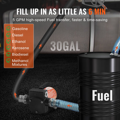 Kraftstoffförderpumpe, 12 V, 5 GPM, 1/7 PS, Dieselpumpe mit automatischer Kraftstoffdüse