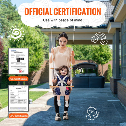 Canvas Hammock Swing 3 Positions Baby Swing 5-Point Harness Indoor Outdoor