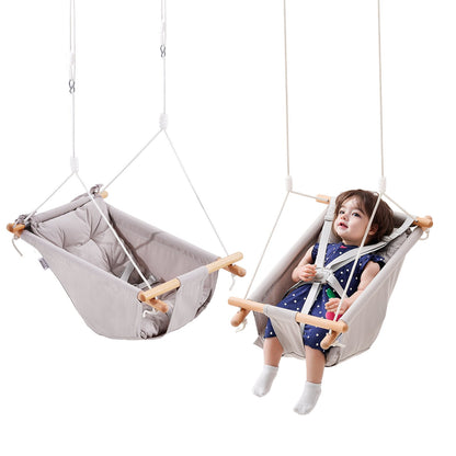 Canvas Hammock Swing 3 Positions Baby Swing 5-Point Harness Indoor Outdoor