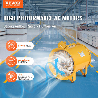 304.8mm Blower Fan Portable 3m Power Cord Ventilator Industrial
