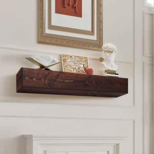 Kamin Mantel Trä Hylla Flytande Rustik Kamin Mantel 60" Brun