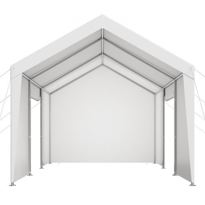 Carporttak 3x6 meter Kraftigt bilskydd med sidoväggar Vitt