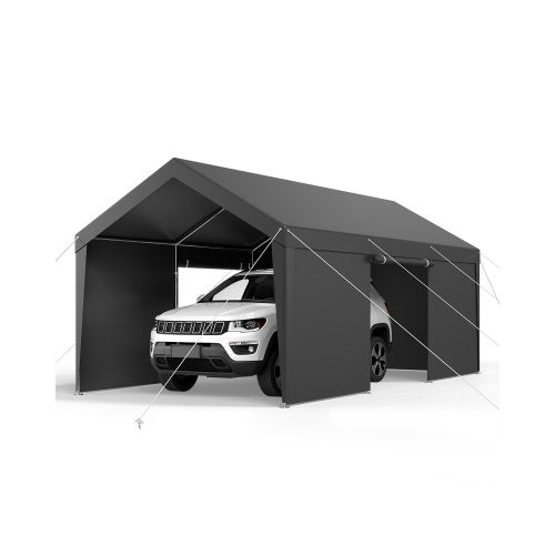 Carport Dach 3,5x6,5m Robuste Autoabdeckung mit Seitenwänden Grau