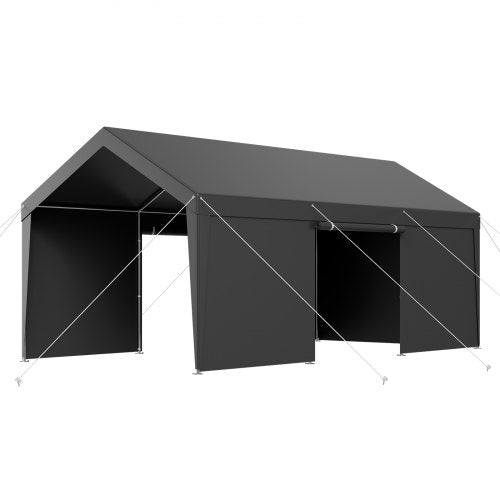 Carport Dach 3,5x6,5m Robuste Autoabdeckung mit Seitenwänden Grau