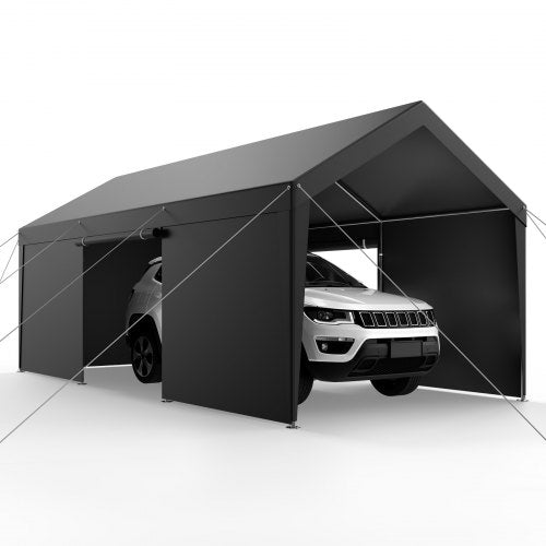 Carport Dach 3,5x6,5m Robuste Autoabdeckung mit Seitenwänden Grau