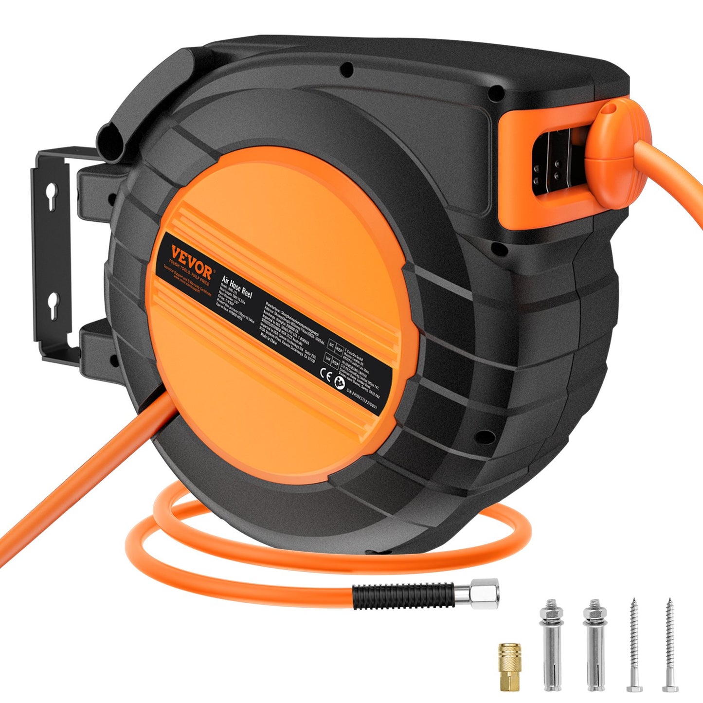 Infällbar luftslangrulle 3/8 IN x 50 FT Hybridsluten luftslang 300 PSI
