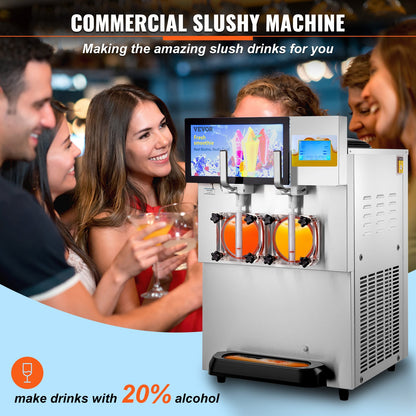 8L / 2,1 Gal dubbelskål kommersiell Slushy Machine Margarita Smoothie Frozen Drink