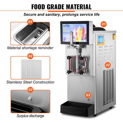8L / 2,1 Gal Single Bowl Kommersiell Slushy Machine Margarita Smoothie Frozen Drink