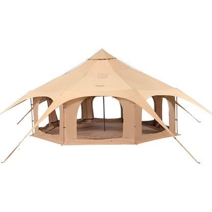 Canvas tält, 4 säsonger 5 m/16,4 fot klocktält, canvas tält för camping med kaminjack, andningsbart jurttält för upp till 8 personer, familjecamping utomhusjaktfest