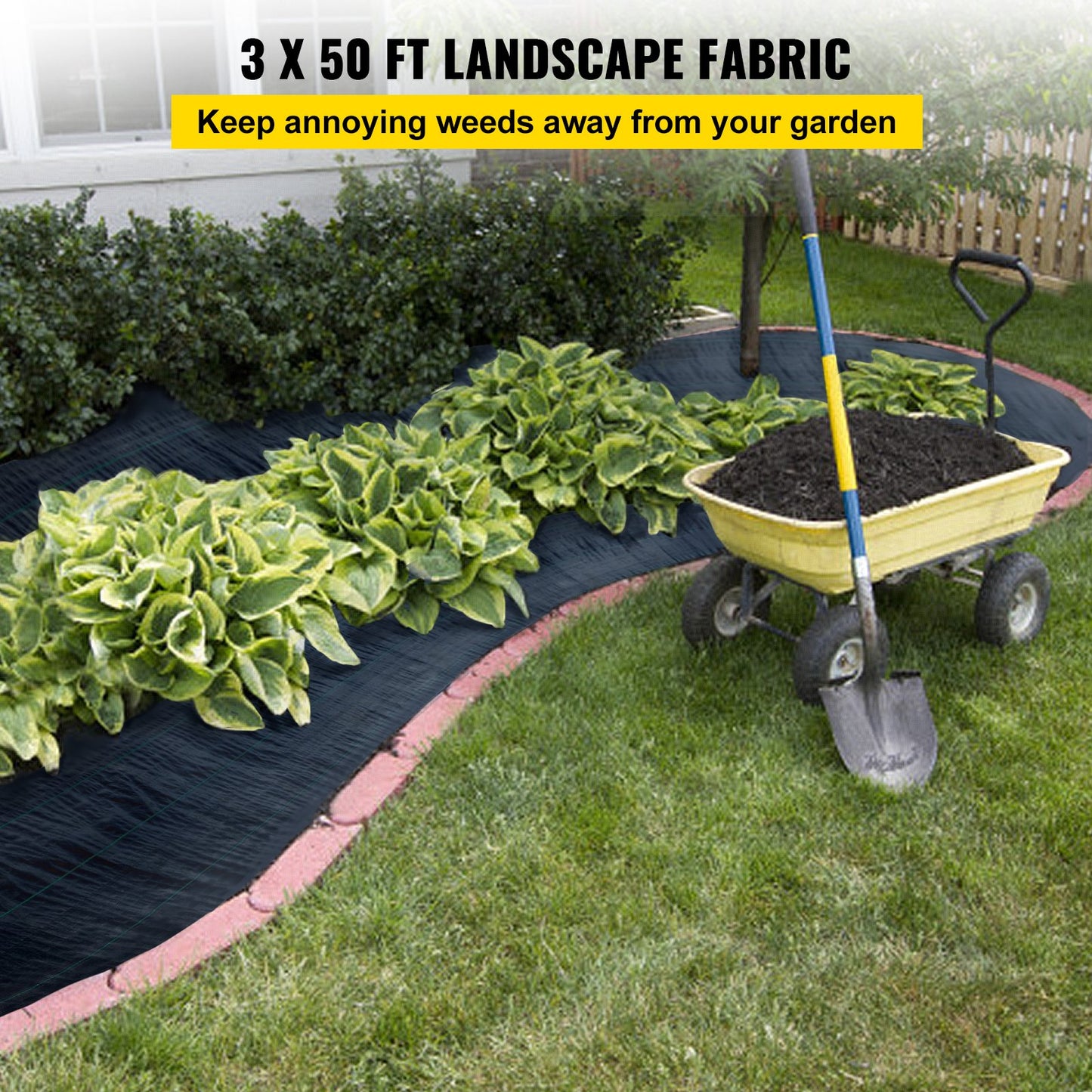 3FTx50FT Premium Weed Control Fabric Heavy Duty 5OZ, Woven Weed Control Fabric, High Permeability Good for Bed, Geotextile Fabric for Underlayment, Polyethylene Ground Cover