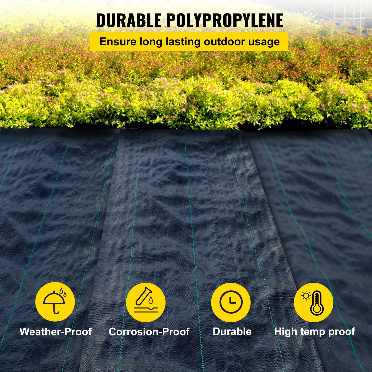 3FTx50FT Premium Weed Control Fabric Heavy Duty 5OZ, Woven Weed Control Fabric, High Permeability Good for Bed, Geotextile Fabric for Underlayment, Polyethylene Ground Cover