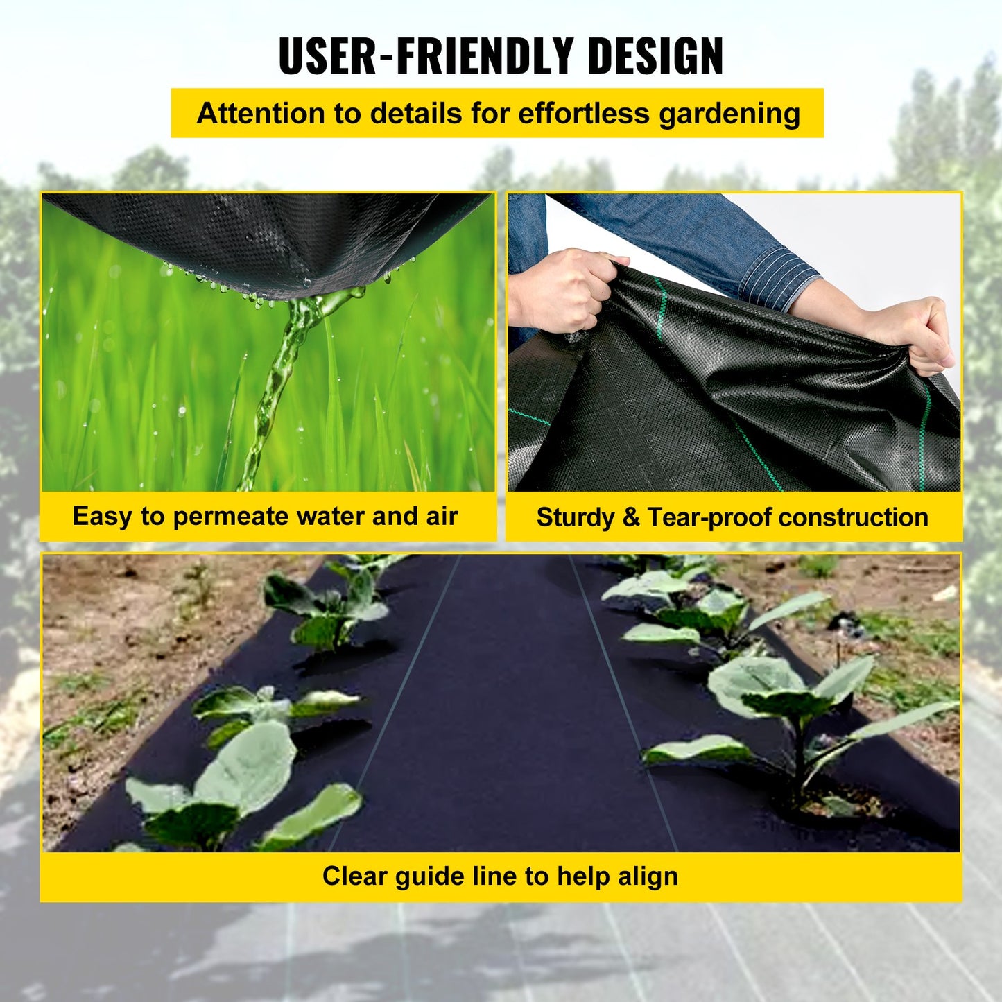 3FTx50FT Premium Weed Control Fabric Heavy Duty 5OZ, Woven Weed Control Fabric, High Permeability Good for Bed, Geotextile Fabric for Underlayment, Polyethylene Ground Cover
