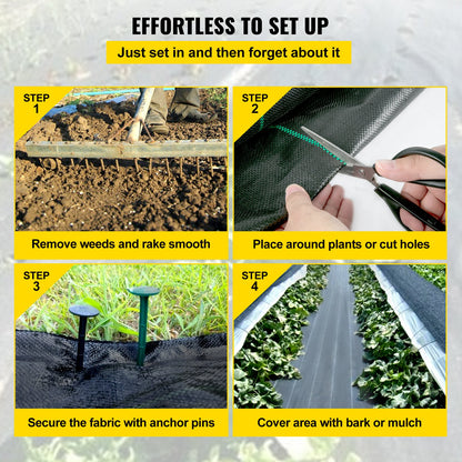 3FTx50FT Premium Weed Control Fabric Heavy Duty 5OZ, Woven Weed Control Fabric, High Permeability Good for Bed, Geotextile Fabric for Underlayment, Polyethylene Ground Cover