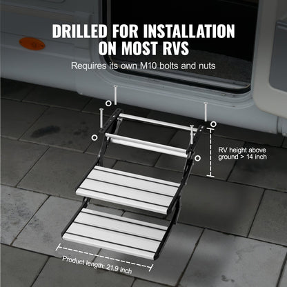 RV Steps 2-Step Manual Retractable Motorhome Stairs 440 LBS RV Trailer Camper