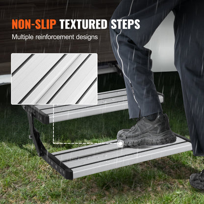 RV Steps 2-Step Manual Retractable Motorhome Stairs 440 LBS RV Trailer Camper