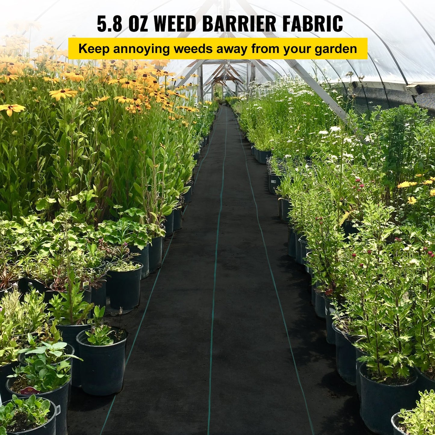 Unkrautbarriere, 5,8 oz Landschaftsgewebe, 3 ft x 300 ft Abdeckmatte, strapazierfähiges gewebtes Geotextil zur Graskontrolle für Garten, Terrasse, Schwarz