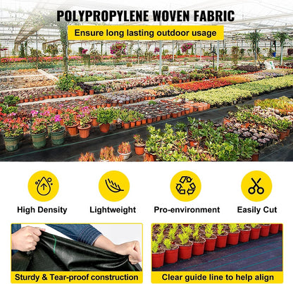 Weed Barrier Landscape Fabric, 5 x 250 Feet, 5 Oz Premium Woven Ground Cover Heavy Duty PP Material and Easy Installation, Single Layer for Outdoor Garden, Lawn, Driveway, Black