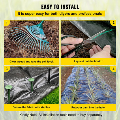 Weed Barrier Landscape Fabric, 5 x 250 Feet, 5 Oz Premium Woven Ground Cover Heavy Duty PP Material and Easy Installation, Single Layer for Outdoor Garden, Lawn, Driveway, Black