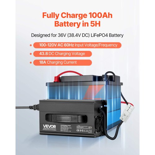 36V 18A litiumbatteriladdare 43.8V AC-DC LiFePO4 smart laddare för husbil