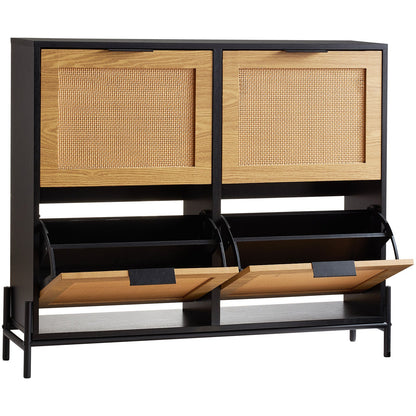 Skoförvaringsskåp i rotting Skoförvaringsorganisator med 4 flip-lådor