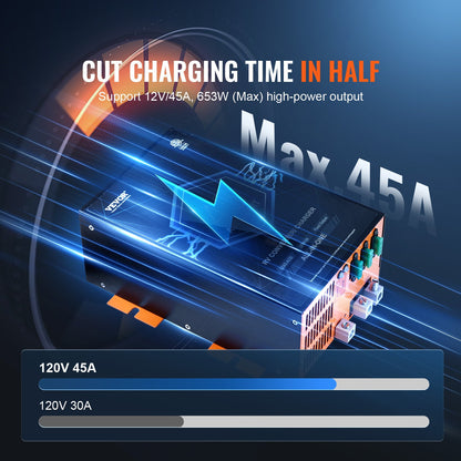 RV Converter 45 Amp 110V AC to 12V DC RV Power Converter Battery Charger