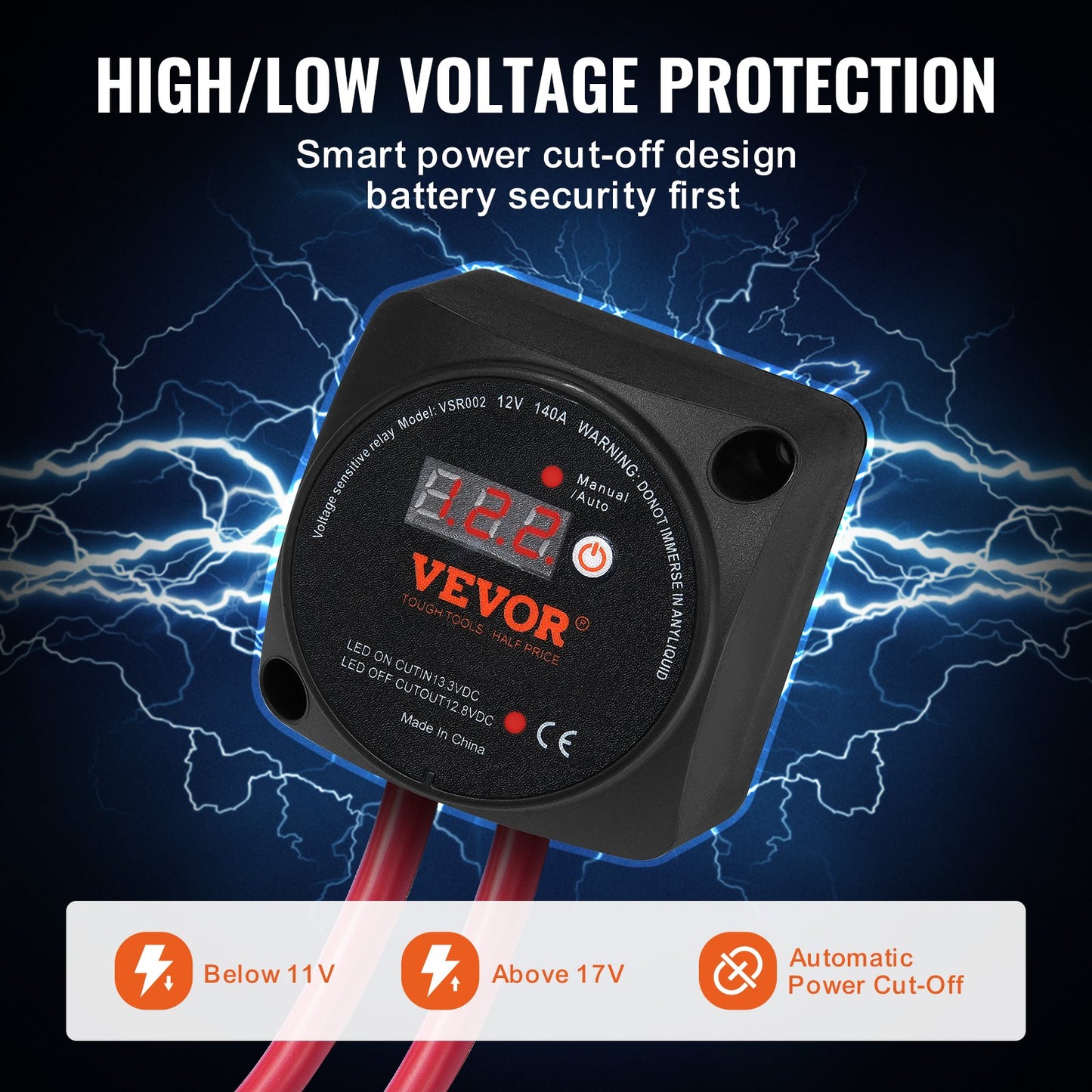 Split Charge Relay Kit Voltage Sense Relay 12V 140A Dubbel batteriisolator