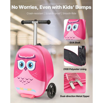 Kinderreisetasche mit Rollgepäck, 20 Zoll, Roller und Flash-Räder, rosa