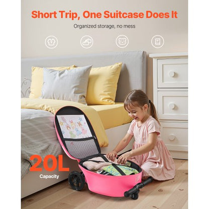Kinderreisetasche mit Rollgepäck, 20 Zoll, Roller und Flash-Räder, rosa