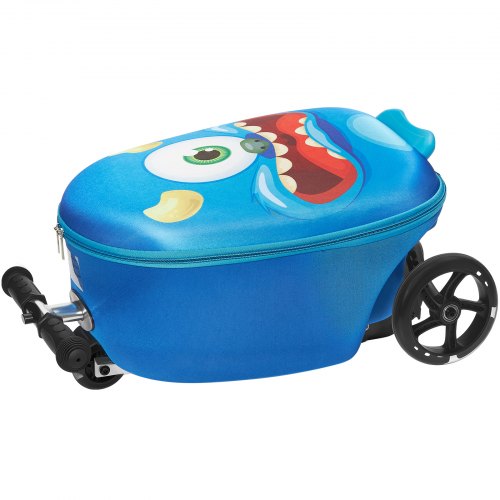 Resväska för barn med åkbart bagage, 20 tum, sparkcykel och flashhjul, blå