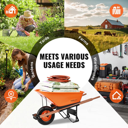 Skottkärra Cart One Wheel 6 Cu Ft Garden Dump Cart 330 lbs Utility Cart