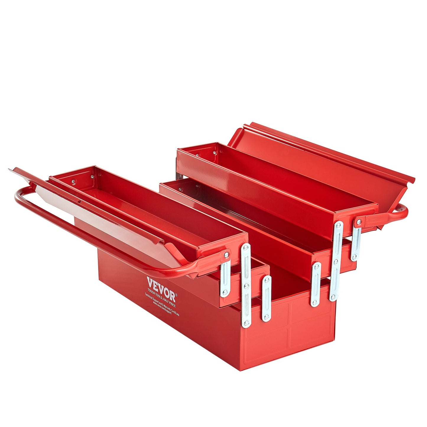 Verktygslåda 18-tums 3-vånings 5-tråg fällbar fribärande verktygslåda med handtag