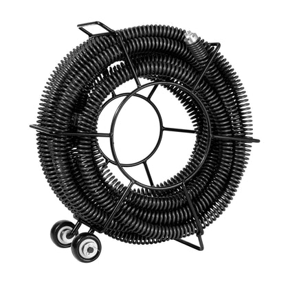 Sectional Drain Cleaning Cable 60 FTx1-1/5In &amp; 6 Cutters for 2"-7.9" Pipes