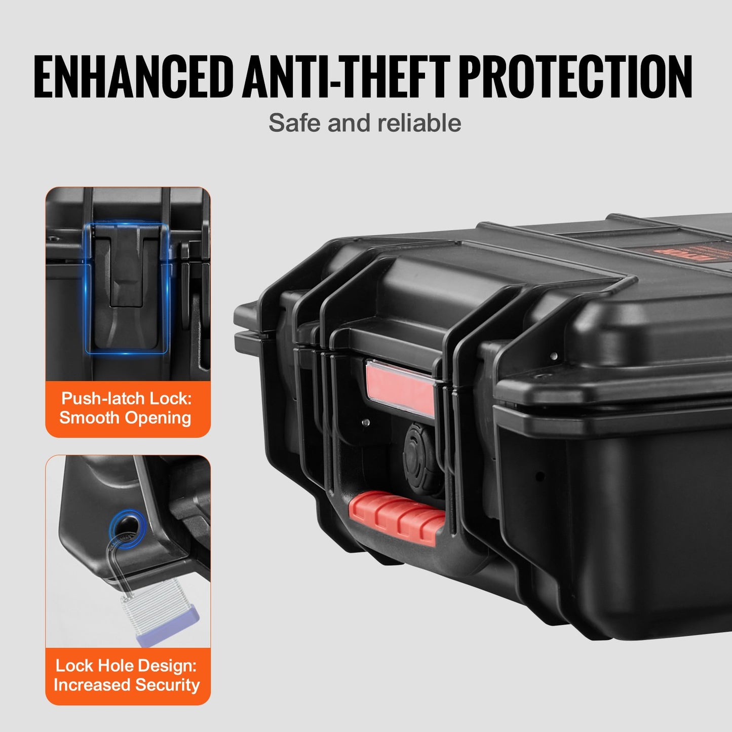 0.56 Cu.ft Weatherproof Hard Case with Handle Clips Padlock Hole PU Foam