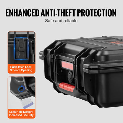 0.56 Cu.ft Weatherproof Hard Case with Handle Clips Padlock Hole PU Foam