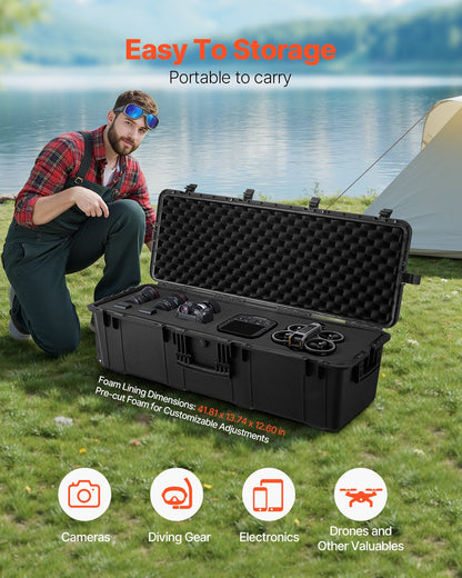 5.5 Cu.ft Weatherproof Hard Case with 3 Handles, Large Capacity, Black