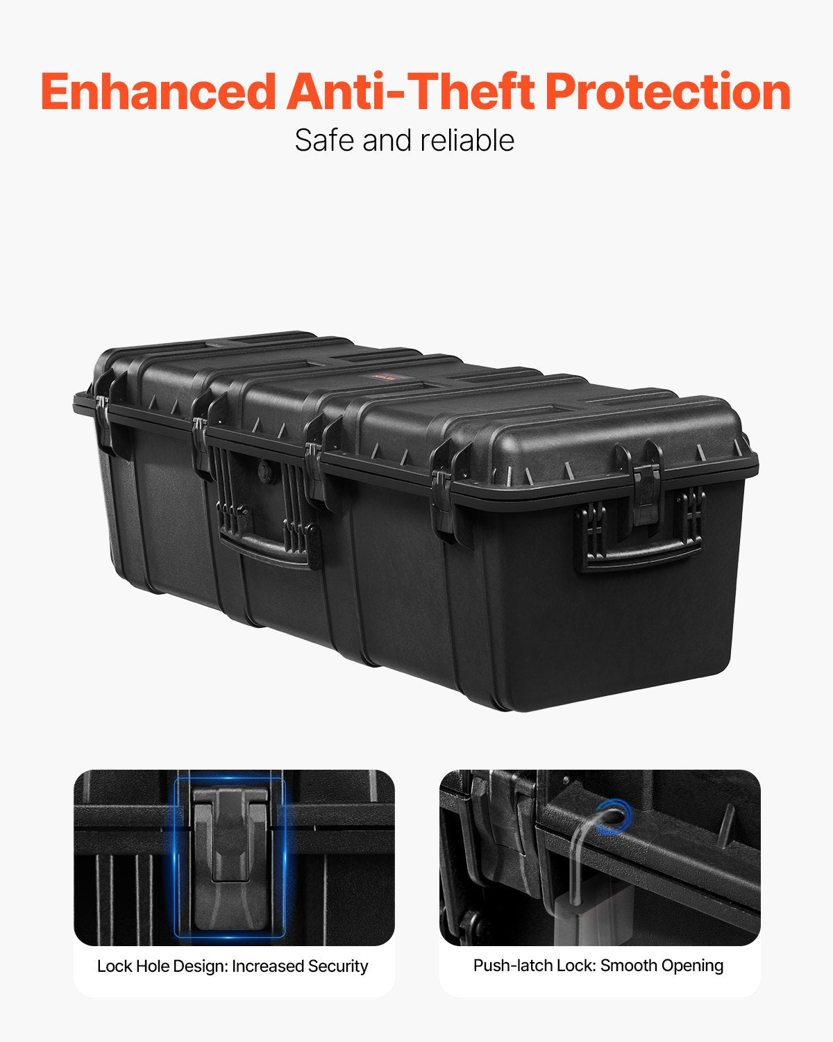 5.5 Cu.ft Weatherproof Hard Case with 3 Handles, Large Capacity, Black