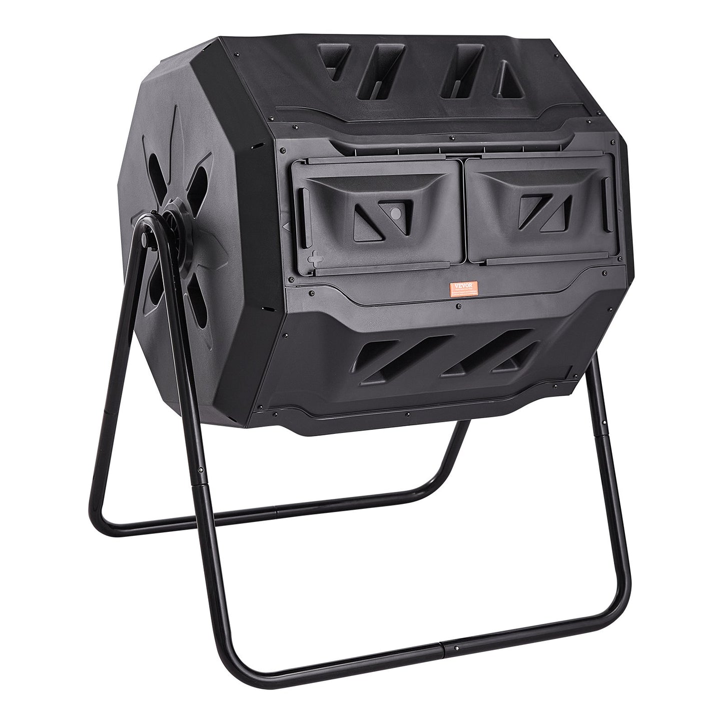 Compost Bin, 43-Gal Double Chamber Composting Bin, Large Tumbling Rotating Compost with 2 Sliding Doors and Steel Frame, BPA-Free Compost Bin for Garden, Kitchen, Yard, Outdoor