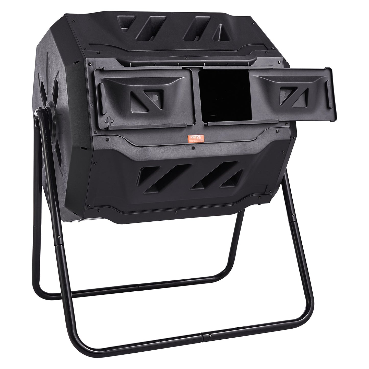 Compost Bin, 43-Gal Double Chamber Composting Bin, Large Tumbling Rotating Compost with 2 Sliding Doors and Steel Frame, BPA-Free Compost Bin for Garden, Kitchen, Yard, Outdoor